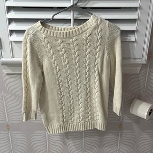 Cable knit sweater in cream color from Talbots